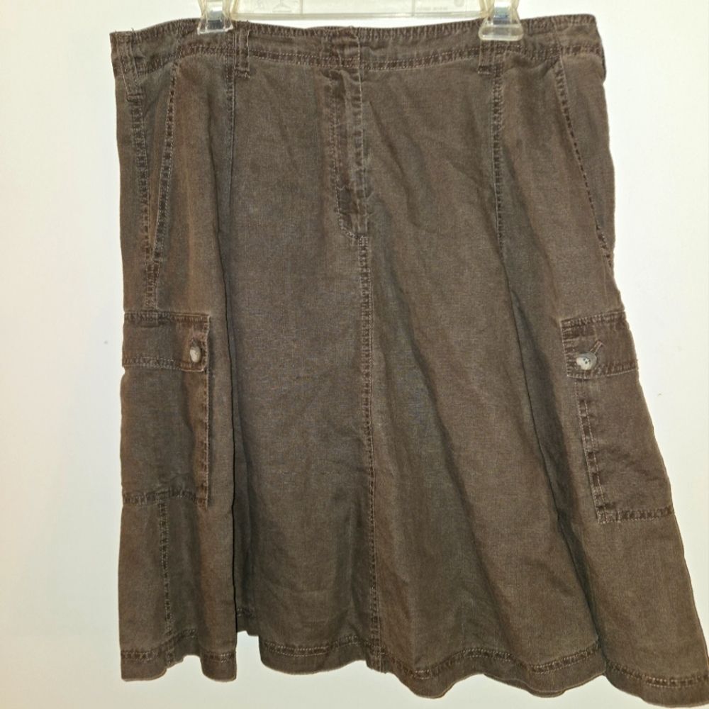 J Jill brown linen skirt